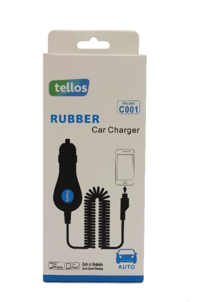 Car charger Tellos "Rubber" C001 Apple iPhone 5 / 5S / SE / 6 / 6S / 7 / 7 Plus / 8 / 8 Plus / X (1A) black