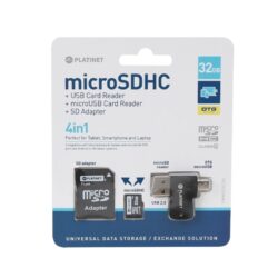 Memory card Platinet MicroSD 32GB (class10) +SD Adapter + OTG Card reader
