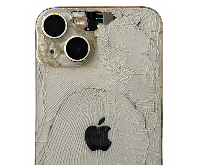 iPhone smartphone with a cracked screen