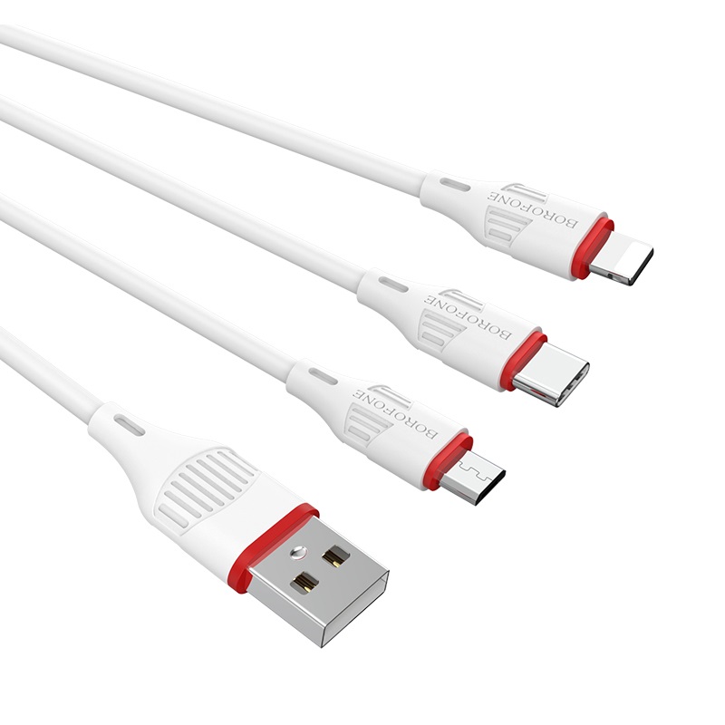 Laadimisjuhe Borofone BX17 3in1 microUSB-Lightning-Type-C valge - Image 2