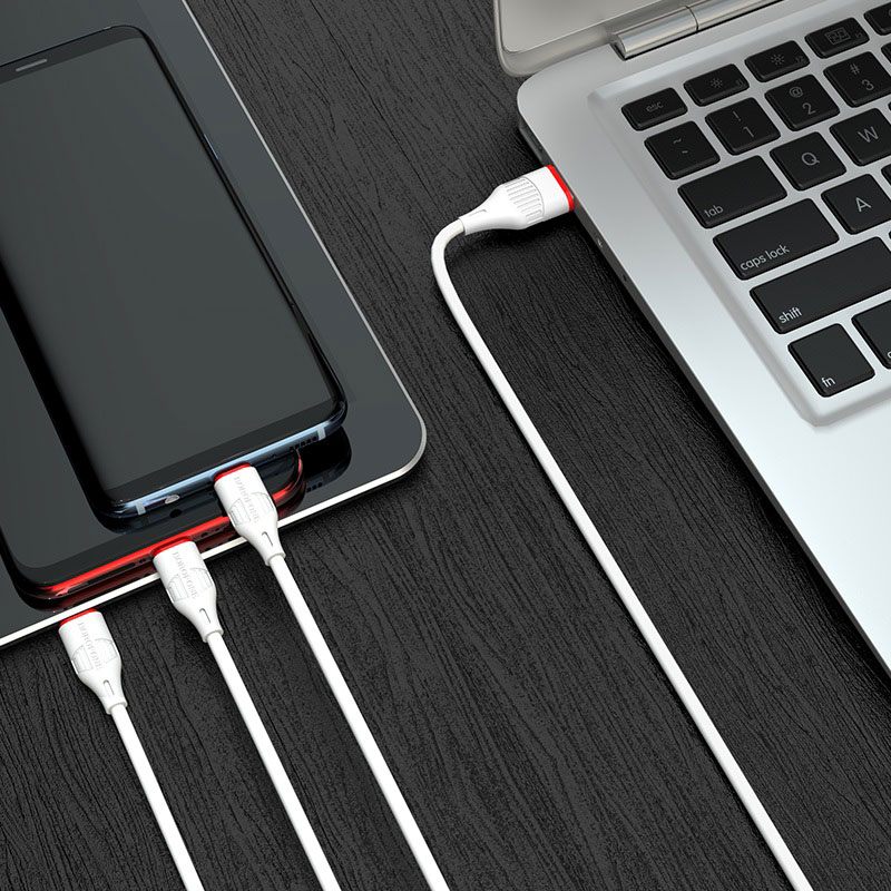 Laadimisjuhe Borofone BX17 3in1 microUSB-Lightning-Type-C valge - Image 3