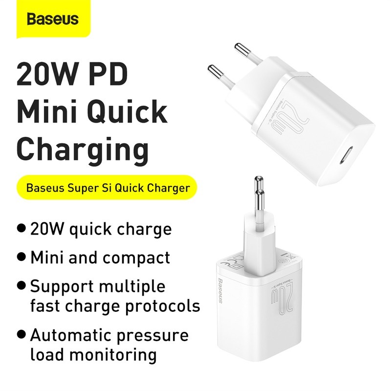 Laadija Baseus Super Si 20W USB-C valge CCSUP-B02 - Image 5