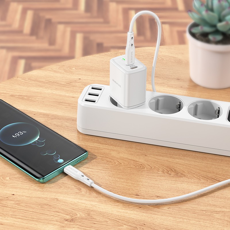 Laadija Borofone BN9 35W 2xUSB-C + USB-C to USB-C cable 1.0m valge - Image 5