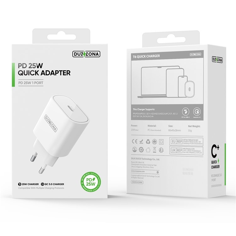 Laadija DUZZONA T6 25W USB-C valge - Image 5