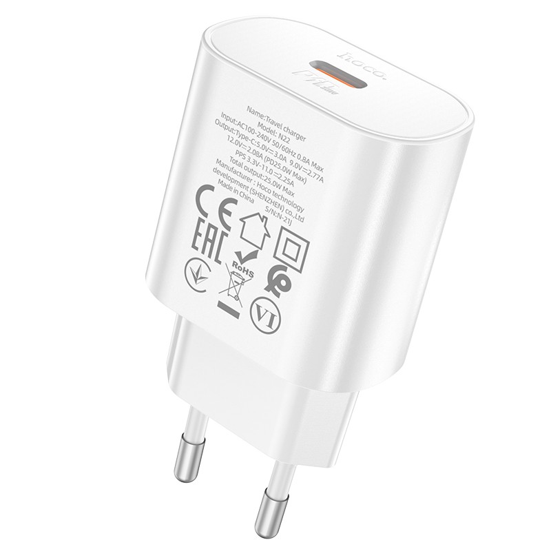Laadija Hoco N22 25W USB-C valge - Image 2