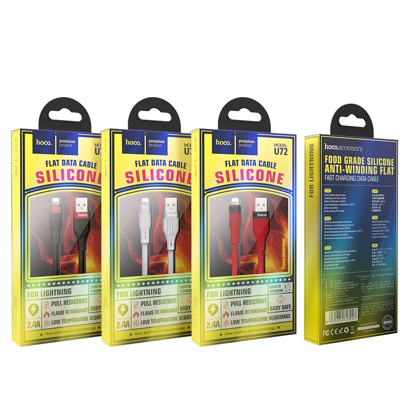 Laadimisjuhe Hoco U72 Lightning 1.2m silikoon valge - Image 2