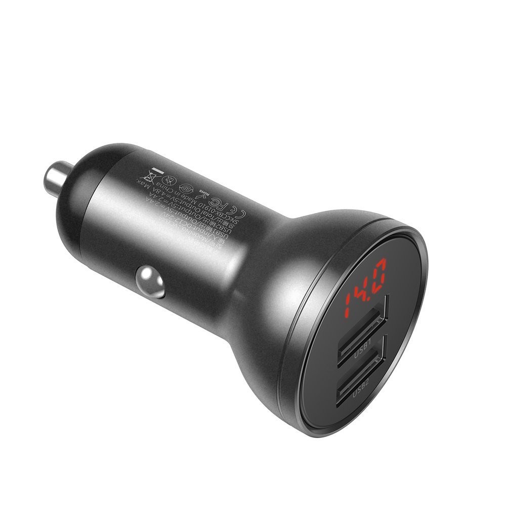 Autolaadija Baseus Digital Display 24W 2xUSB-A must CCBX-0G - Image 2