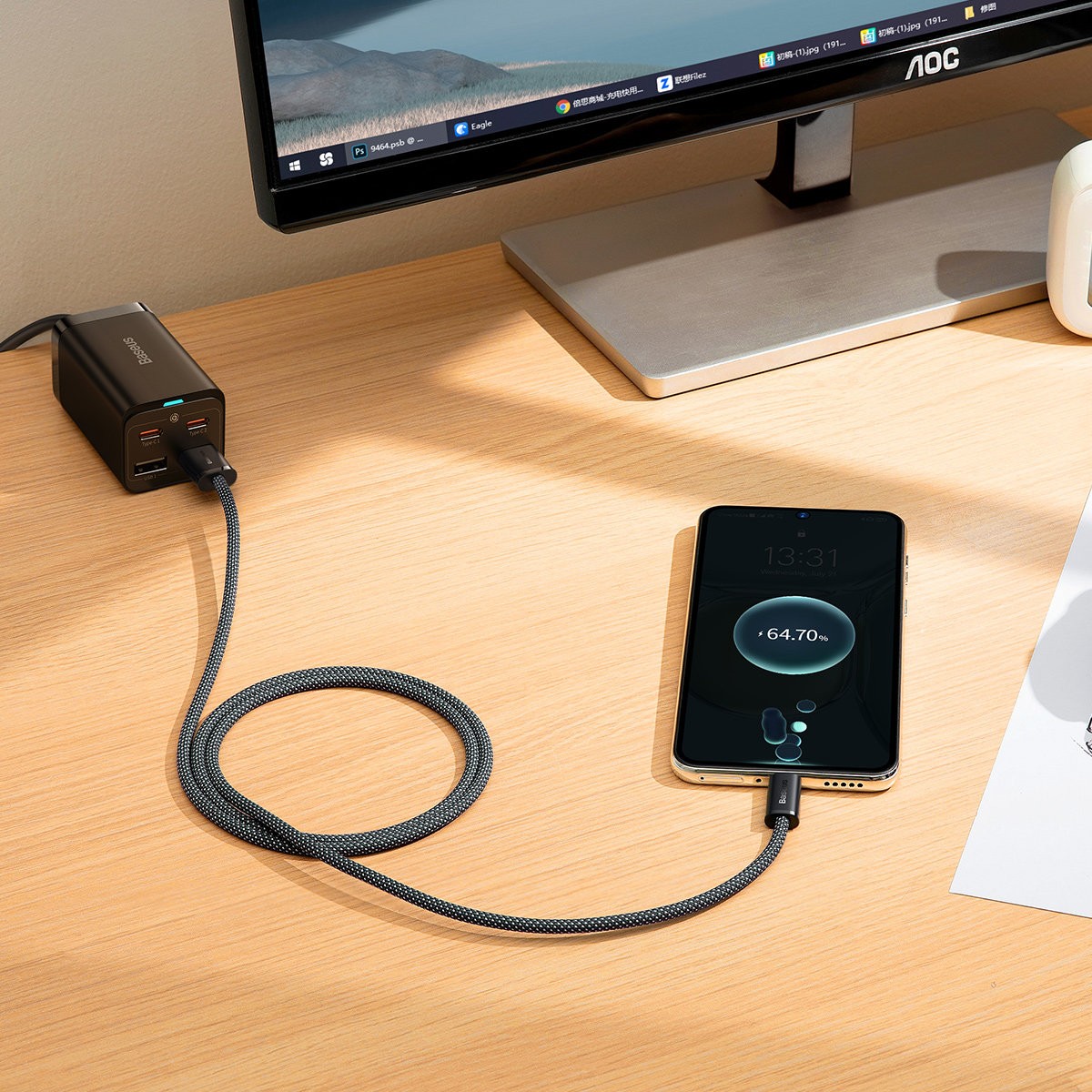 Laadimisjuhe Baseus Dynamic 100W USB-A to Type-C 1.0m hall CALD000616 - Image 3