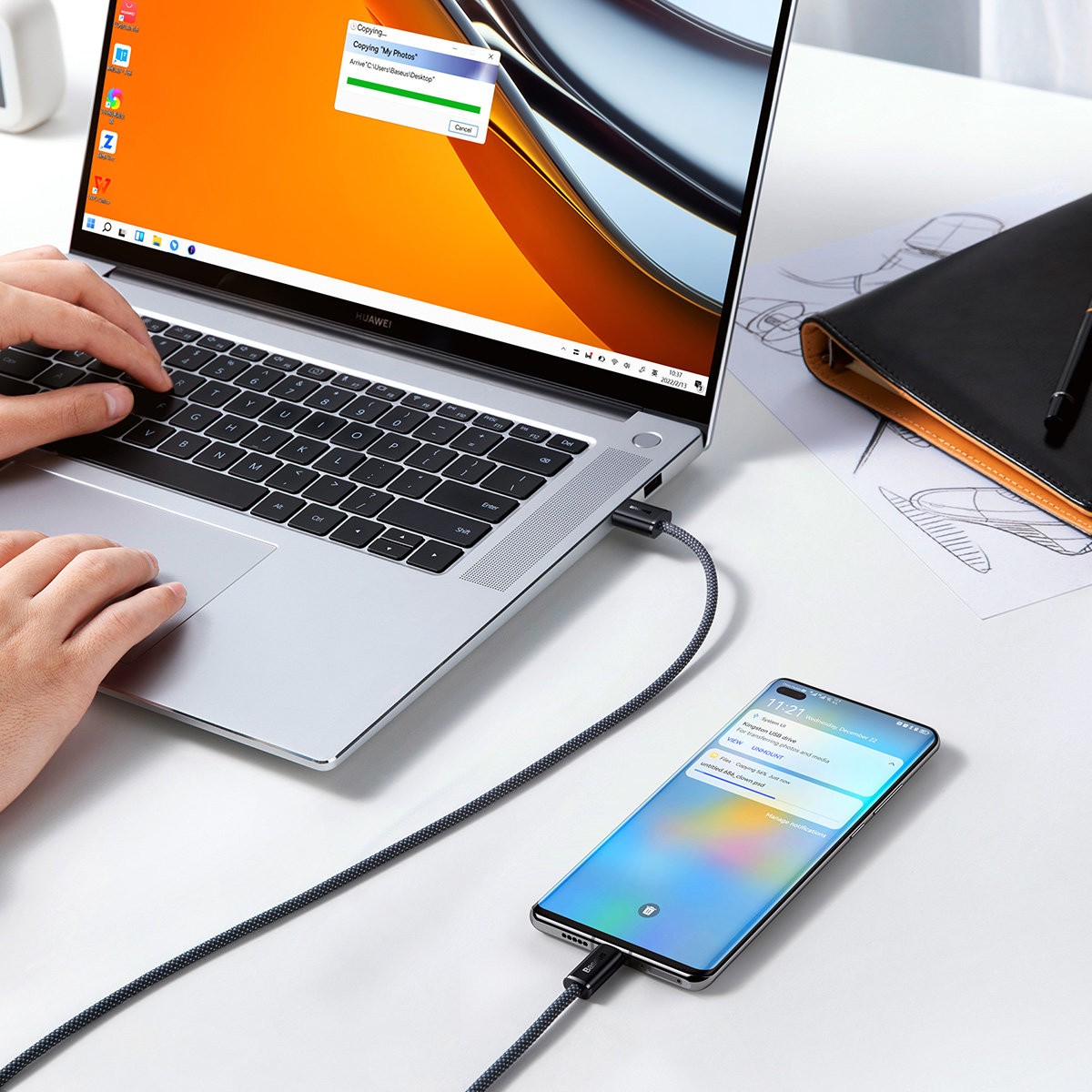 Laadimisjuhe Baseus Dynamic 100W USB-A to Type-C 1.0m hall CALD000616 - Image 4