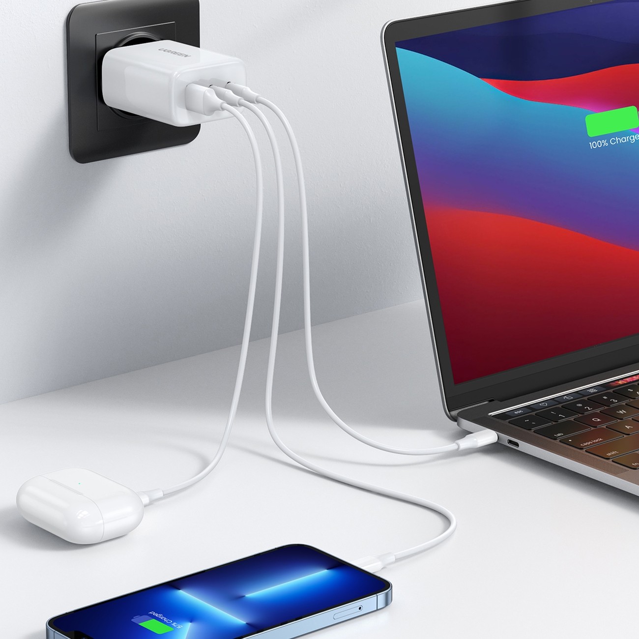 Laadija Ugreen CD275 65W 2xUSB-C/USB-A valge - Image 4