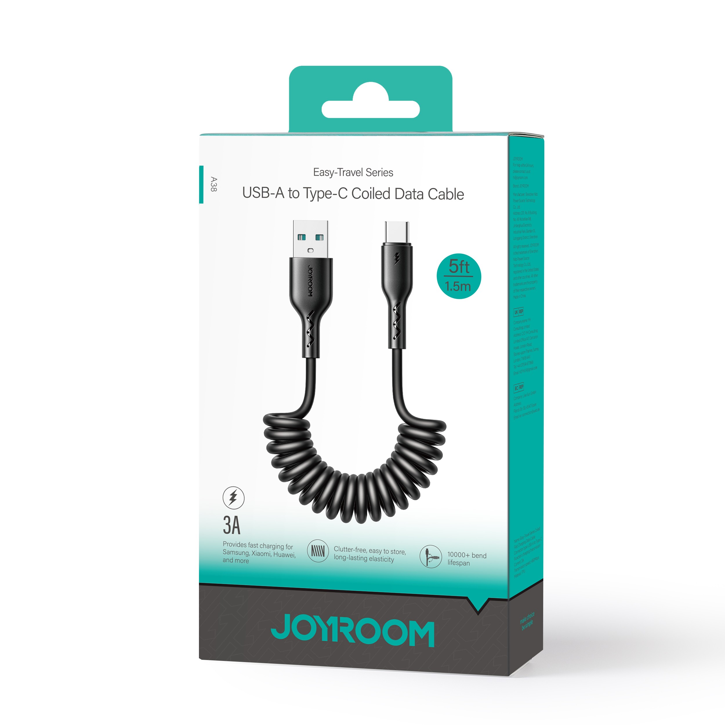 Laadimisjuhe Joyroom SA38-AC3 USB to USB-C 3A 1.5m must - Image 2