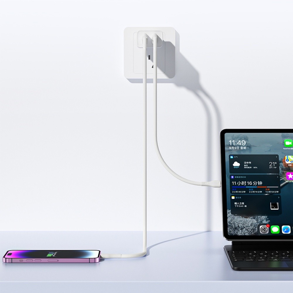 Laadija Awei C15L-EU 10W 2xUSB-A + USB-A to Lightning cable 1.0m valge - Image 3