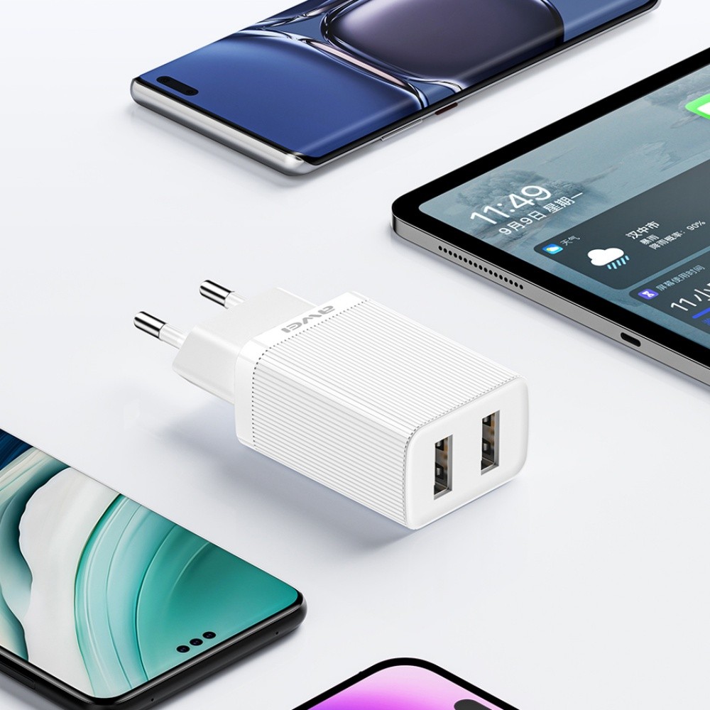 Laadija Awei C15L-EU 10W 2xUSB-A + USB-A to Lightning cable 1.0m valge - Image 5