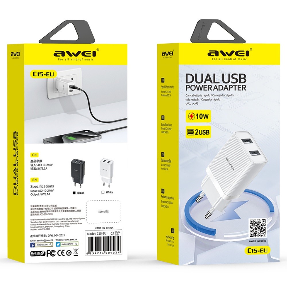 Laadija Awei C15-EU 10W 2xUSB-A valge - Image 6