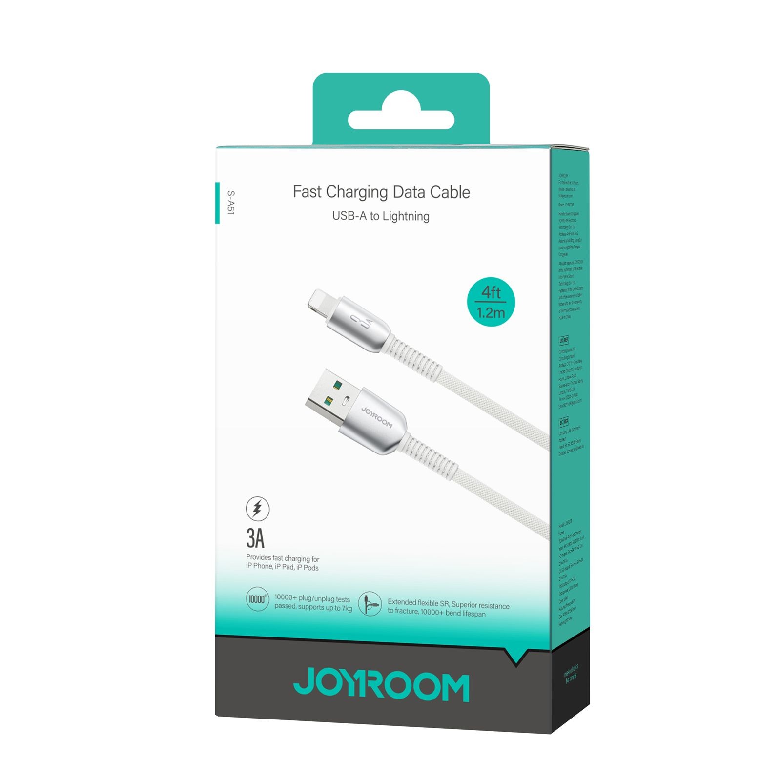 Laadimisjuhe Joyroom S-A51 USB-A to Lightning 3A 1.2m helehall - Image 6
