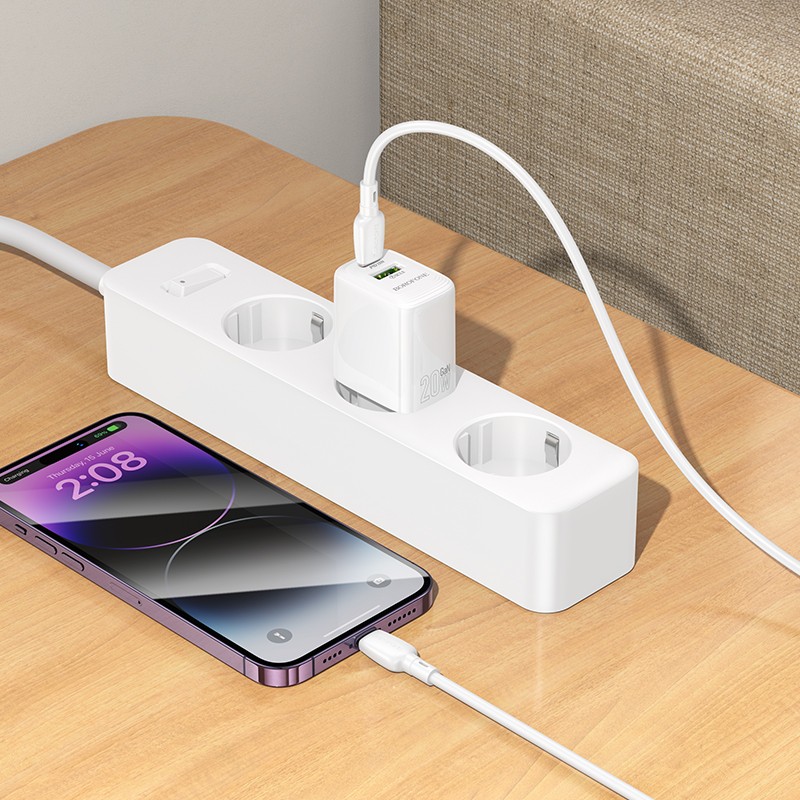 Laadija Borofone BN27 20W USB-C/USB-A + USB-C to Lightning cable 1.0m valge - Image 4