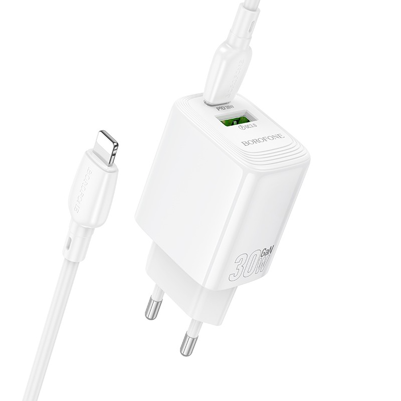 Laadija Borofone BN29 30W USB-C/USB-A + USB-C to Lightning cable 1.0m valge - Image 2