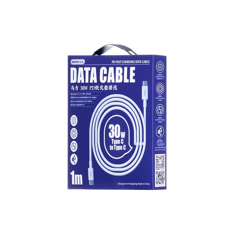 Laadimisjuhe Remax RC-C021 USB-C to USB-C 30W 1.0m valge - Image 2