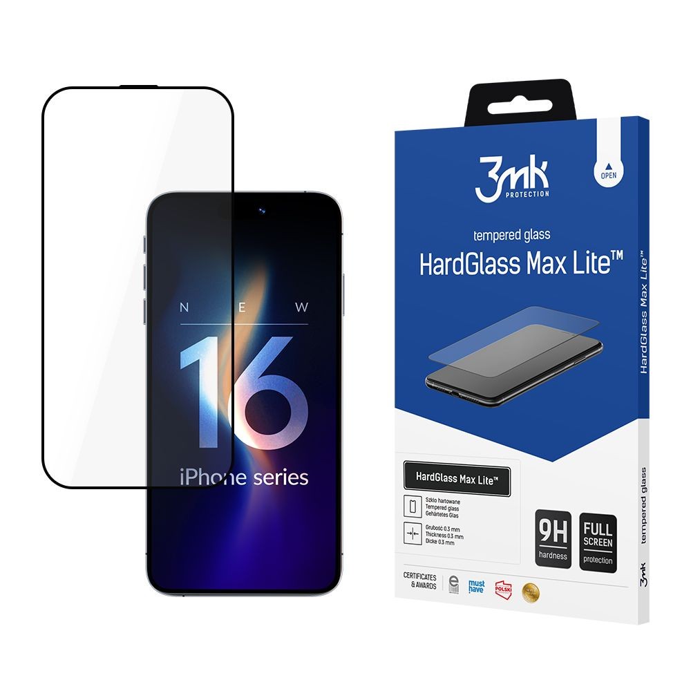 LCD kaitsev karastatud klaas 3mk Hard Glass Max Lite Apple iPhone 16 Pro/17 must - Image 2