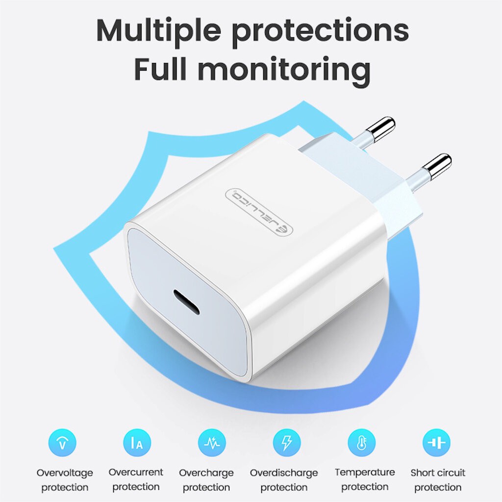 Laadija Jellico AK180 20W USB-C + USB-C to Lightning cable 1.0m valge - Image 3