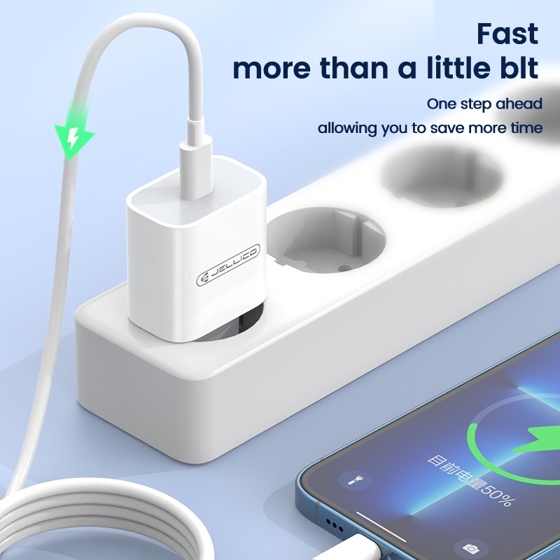 Laadija Jellico AK180 20W USB-C + USB-C to USB-C cable 1.0m valge - Image 3