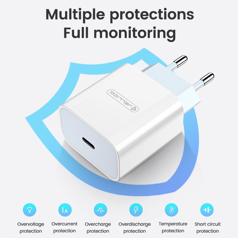 Laadija Jellico AK180 20W USB-C + USB-C to USB-C cable 1.0m valge - Image 2