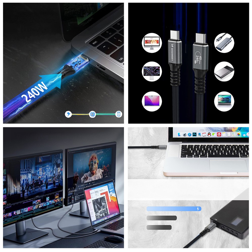 Laadimisjuhe Wozinsky WPS-UY42S USB-C Thunderbolt 4 240W 2.0m must - Image 5