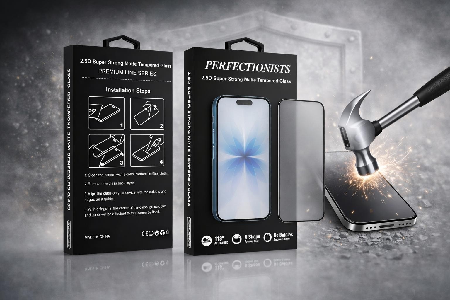 LCD kaitsev karastatud klaas Perfectionists 2.5D Super Strong Matte Tempered Glass Apple iPhone 16 Pro must - Image 2