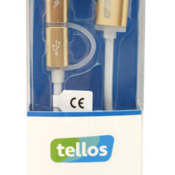Laadimisjuhe Tellos TPE 2in1 microUSB-Lightning kuld