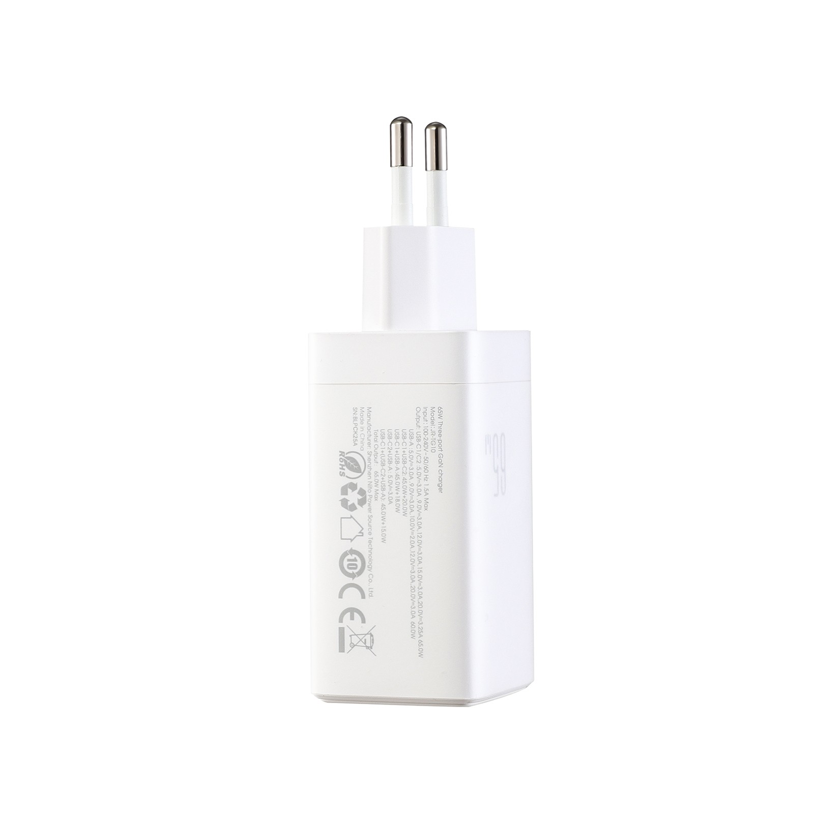 Laadija Joyroom JR-TG10 GaN 65W 2xUSB-C/USB-A + USB-C to USB-C 100W 1.2m cable valge - Image 3