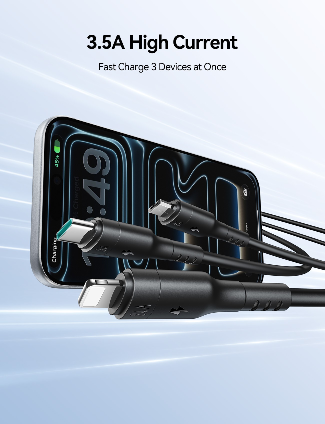 Laadimisjuhe Joyroom S-A61 USB-C to USB-C/Lightning/MicroUSB 3.5A 1.2m must - Image 5