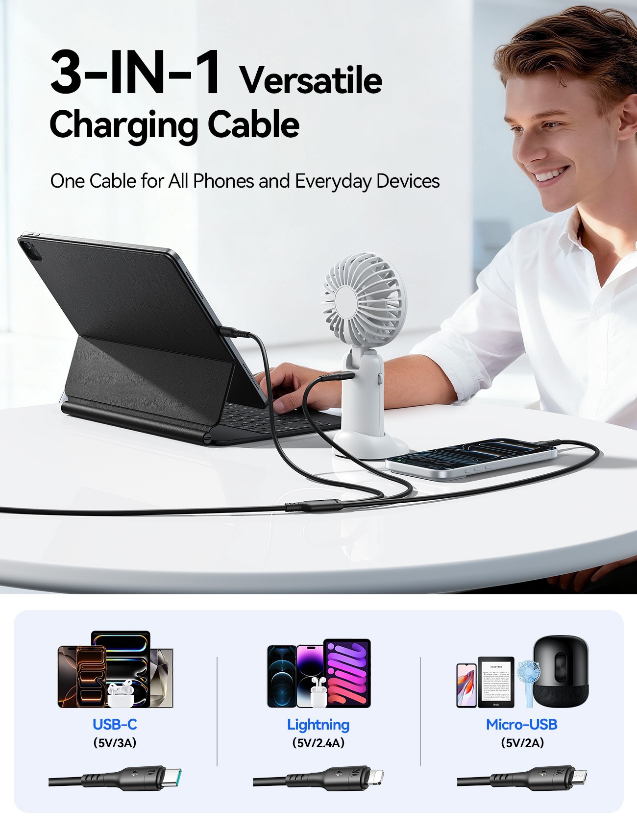 Laadimisjuhe Joyroom S-A61 USB-C to USB-C/Lightning/MicroUSB 3.5A 1.2m must - Image 6
