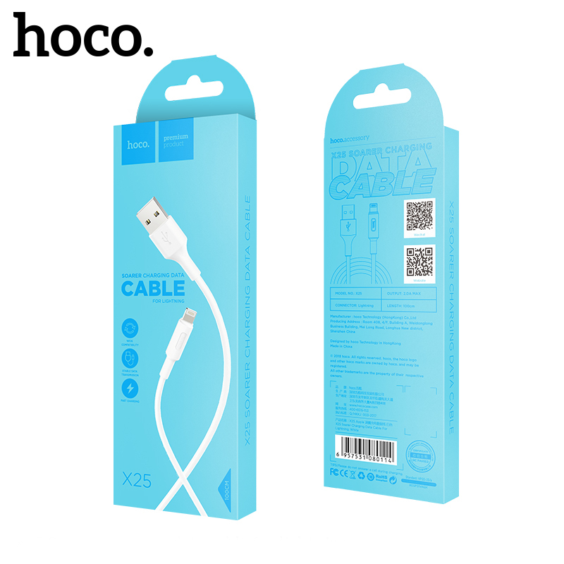 Laadimisjuhe Hoco X25 Lightning 1.0m valge