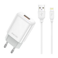 Laadija Jellico EU01 2.4A USB-A + USB-A to Lightning cable 1.0m valge