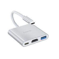 Adapter Hoco HB14 Type-C to USB-A+HDMI+Type-C hõbedane värv