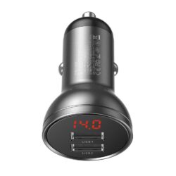 Autolaadija Baseus Digital Display 24W 2xUSB-A must CCBX-0G