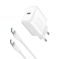 Laadija Joyroom JR-TCF24 30W USB-C + USB-C to USB-C cable 1.0m valge