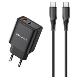 Laadija Awei PD81C-EU 22.5W USB-A/USB-C + USB-C to USB-C cable 1.0m must