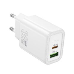 Laadija Hoco N63 30W GaN USB-C/USB-A valge