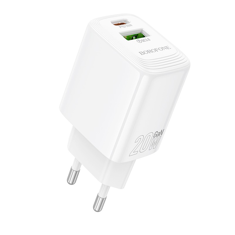 Laadija Borofone BN27 20W USB-C/USB-A valge