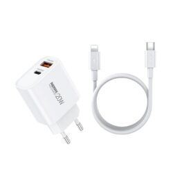 Laadija Remax RP-U120 20W USB-C/USB-A + USB-C to Lightning cable 1.0m valge