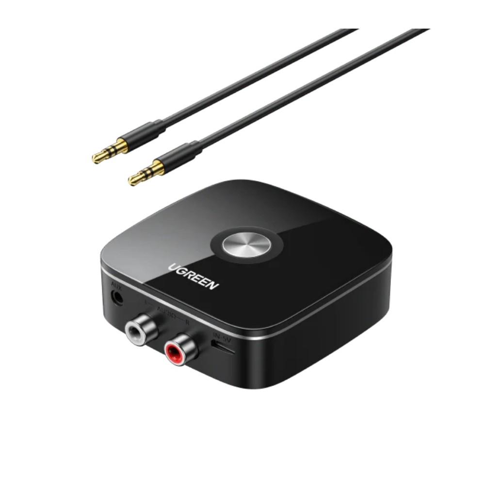 Bluetooth adapter vastuvõtja Ugreen CM123 2xRCA/AUX Bluetooth 5.0 must (30445)