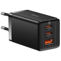Laadija Baseus GaN5 Pro 65W 2xUSB-C/USB-A + USB-C to USB-C cable must CCGP120201