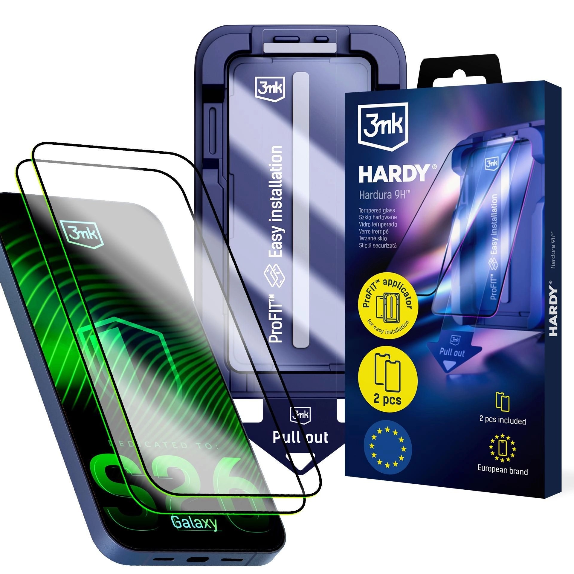 LCD kaitseklaas (2 tk) koos aplikaatoriga 3mk Hardy Hardura 9H Samsung S947 S26 Plus must