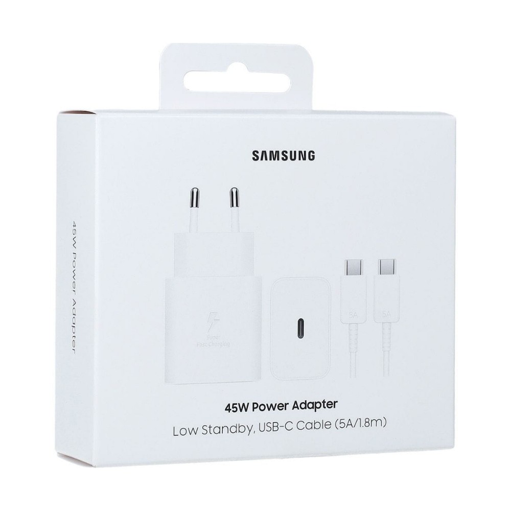 Laadija Samsung EP-T4511XWEGEU 45W USB-C + USB-C to USB-C cable 1.8m valge