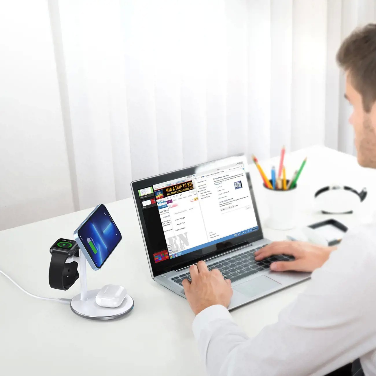 Juhtmeta laadija Choetech T585-F 3-in-1 15W valge - Pilt 3