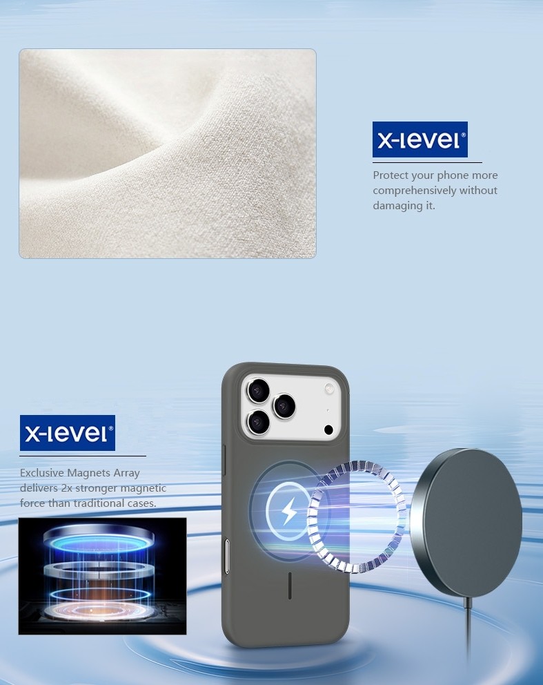 Telefoniümbris X-Level Fluid Skin MagSafe Apple iPhone 17 Pro Max must - Pilt 3