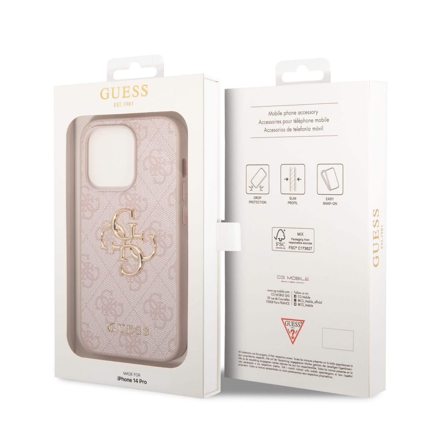 Telefoniümbris Guess PU 4G Metal Logo Apple iPhone 14 Pro roosa - Pilt 2